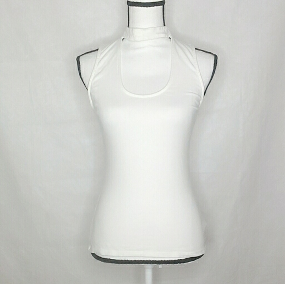 NWT Express White High Neck Open Chest Top S